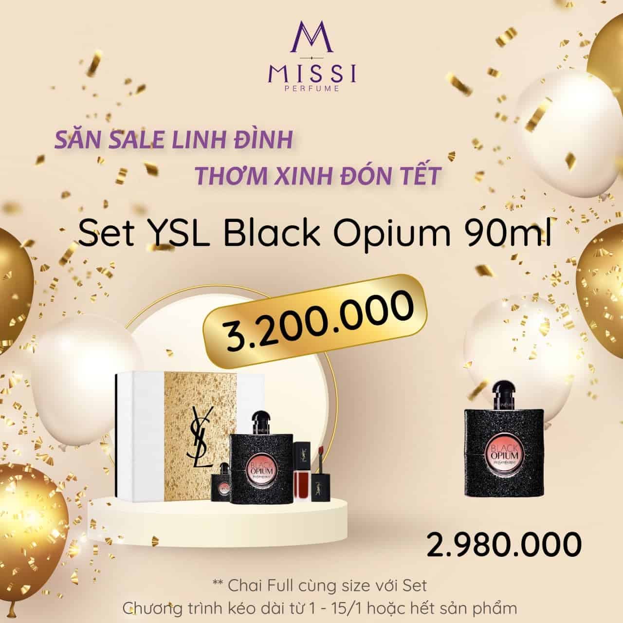 Set YSL Black Opium 90ml Missi Perfume